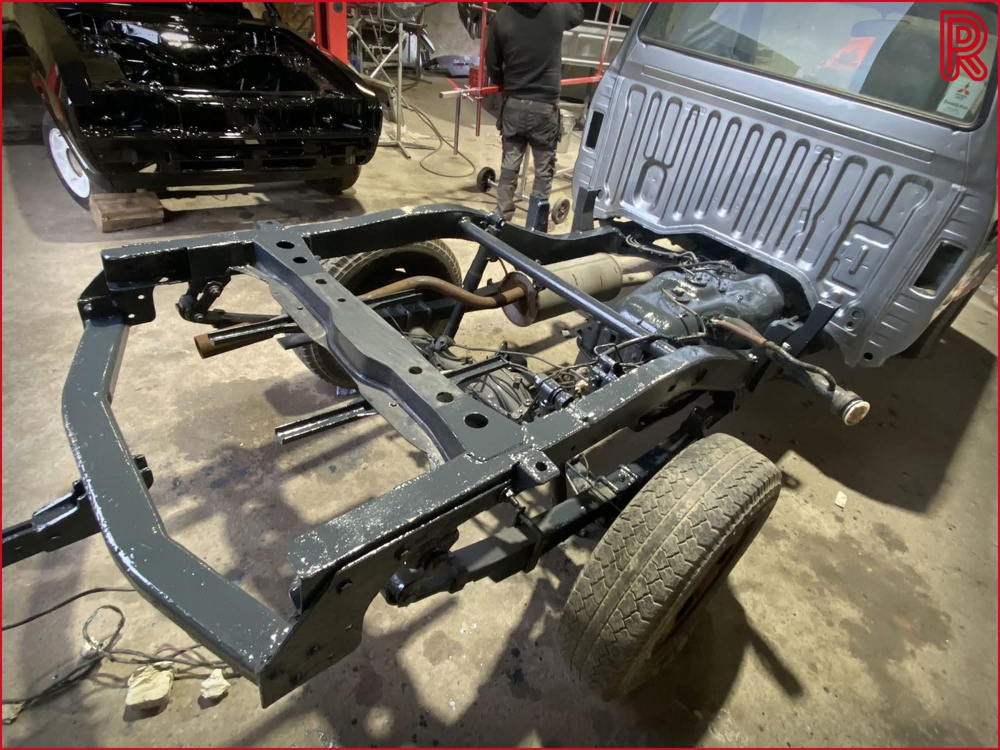 Chassis sealed and painted after rust treatment