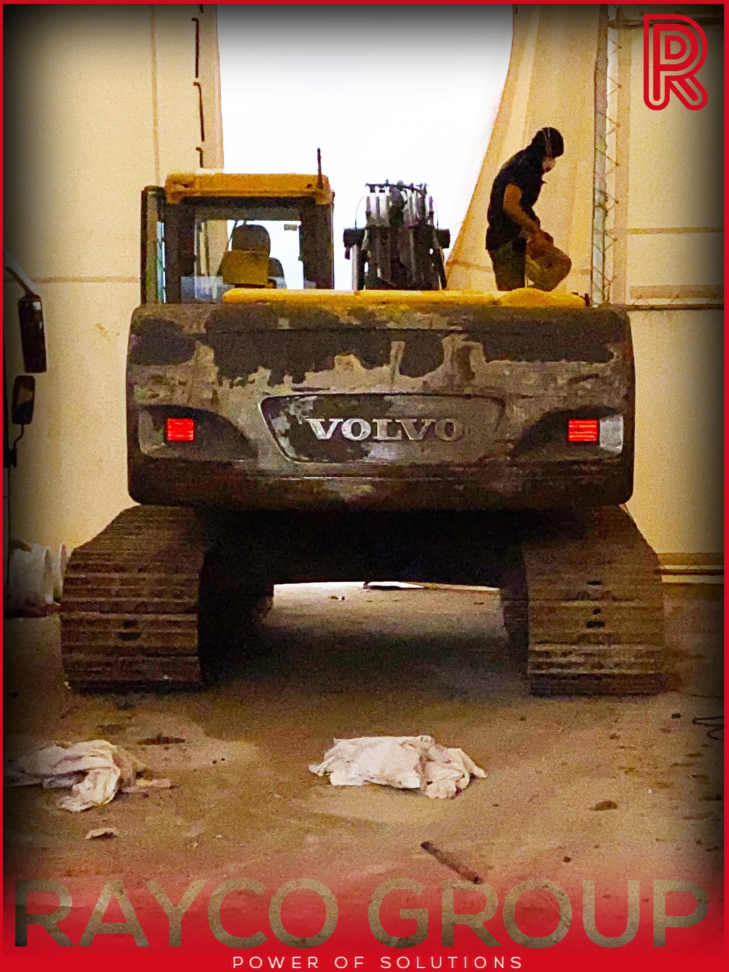 Volvo excavator being prepped at Rayco