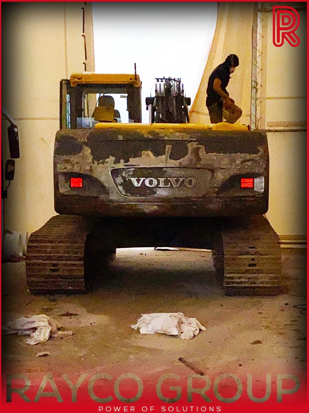 Volvo excavator being prepped at Rayco