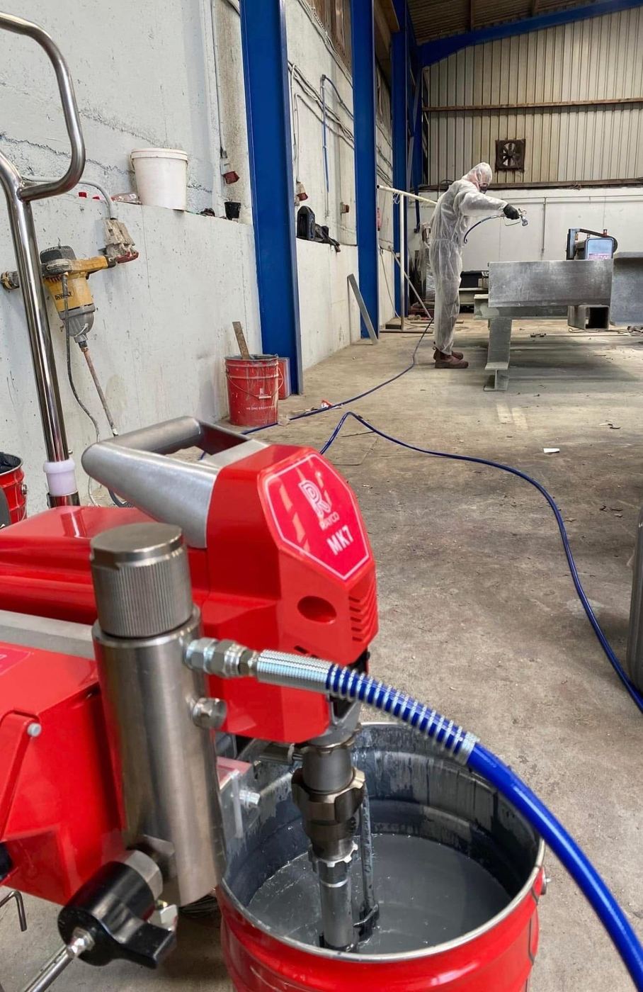 Spray booth used for underbody coating work